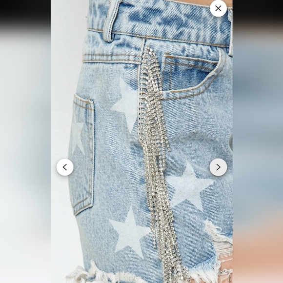 Buckle Light Blue Star Denim Shorts - Picture 9 of 10